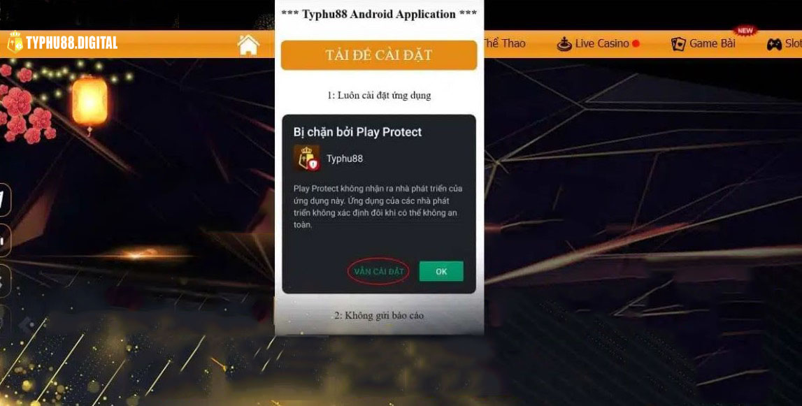 xác nhận đồng ý tải app typhu88 cho android