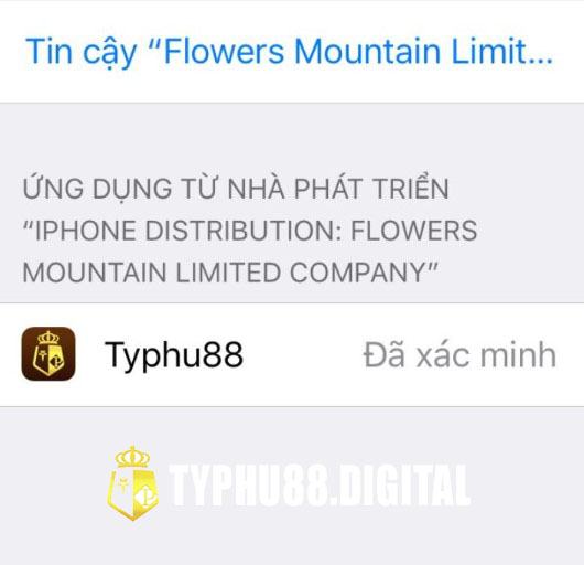 Hoàn thành xác minh tin cậy và bắt đầu cài đặt app typhu88